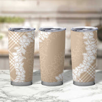 Hawaii Aloha Plumeria Lei Beige Palaka Tumbler Cup - Polynesian Pride