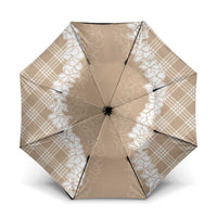 Hawaii Aloha Plumeria Lei Beige Palaka Umbrella - Polynesian Pride