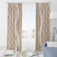 Hawaii Aloha Plumeria Lei Beige Palaka Window Curtain - Polynesian Pride