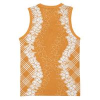 Hawaii Aloha Plumeria Lei Orange Palaka Basketball Jersey - Polynesian Pride