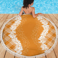 Hawaii Aloha Plumeria Lei Orange Palaka Beach Blanket - Polynesian Pride