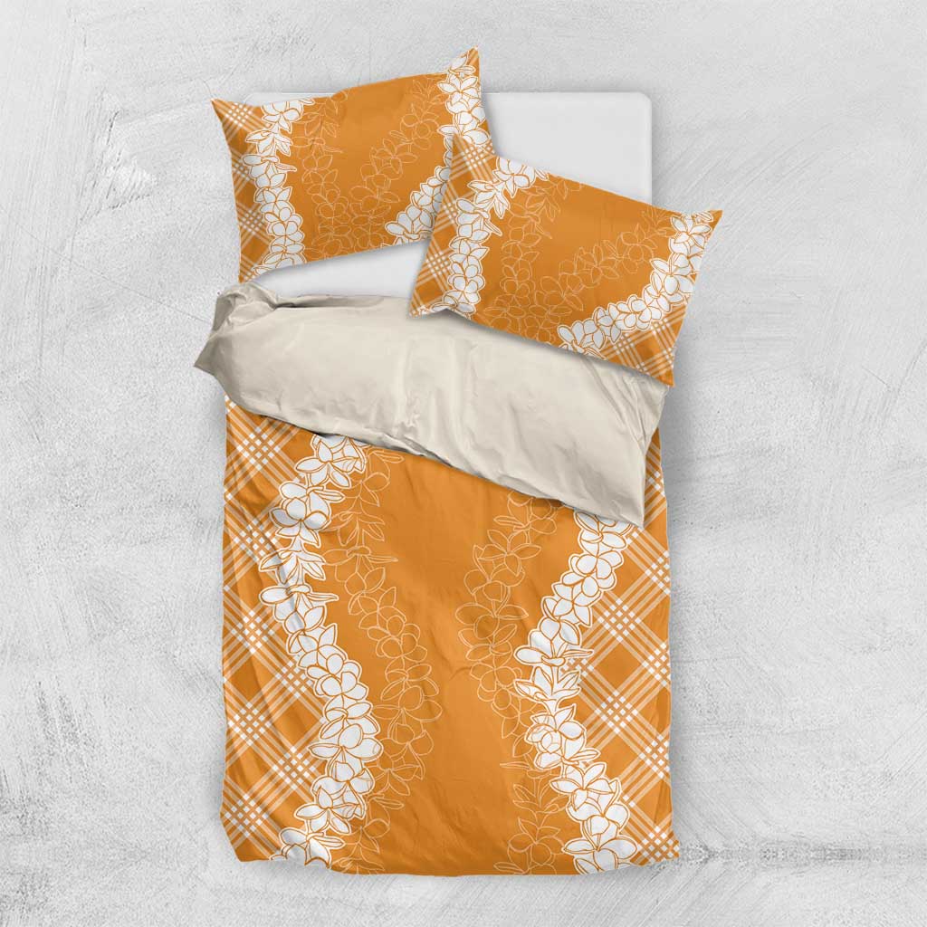 Hawaii Aloha Plumeria Lei Orange Palaka Bedding Set - Polynesian Pride