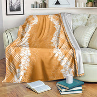 Hawaii Aloha Plumeria Lei Orange Palaka Blanket - Polynesian Pride