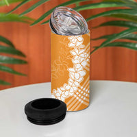 Hawaii Aloha Plumeria Lei Orange Palaka 4 in 1 Can Cooler Tumbler - Polynesian Pride