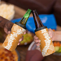 Hawaii Aloha Plumeria Lei Orange Palaka 4 in 1 Can Cooler Tumbler - Polynesian Pride