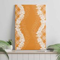 Hawaii Aloha Plumeria Lei Orange Palaka Canvas Wall Art - Polynesian Pride