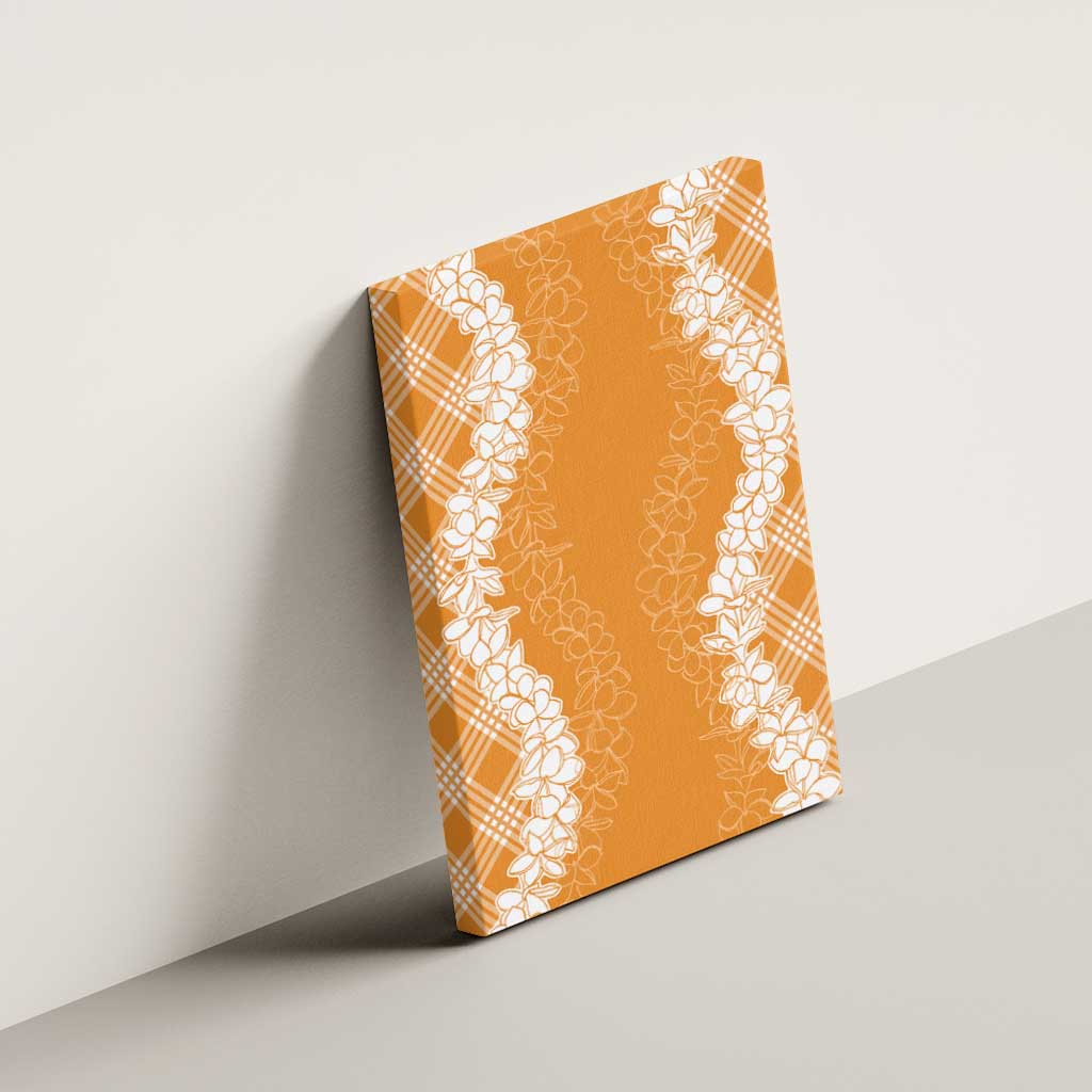 Hawaii Aloha Plumeria Lei Orange Palaka Canvas Wall Art - Polynesian Pride