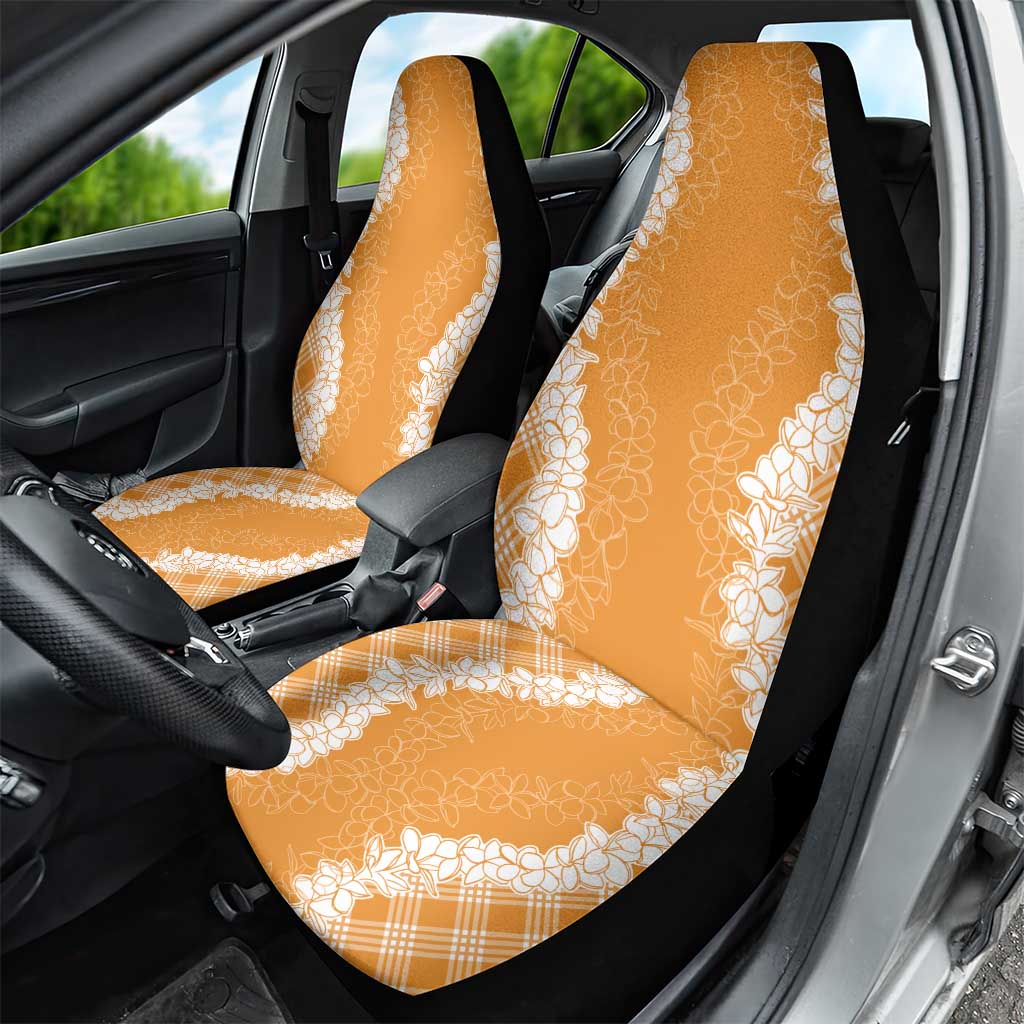 Hawaii Aloha Plumeria Lei Orange Palaka Car Seat Cover - Polynesian Pride