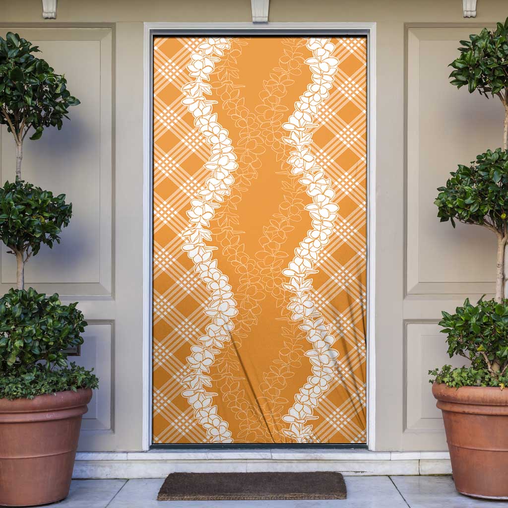 Hawaii Aloha Plumeria Lei Orange Palaka Door Cover - Polynesian Pride
