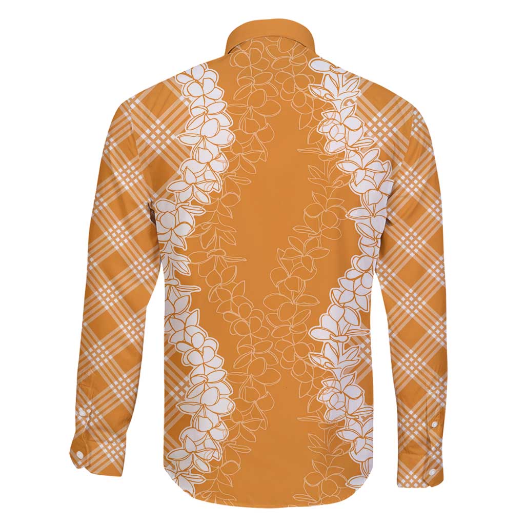 Hawaii Aloha Plumeria Lei Orange Palaka Family Matching Puletasi and Hawaiian Shirt - Polynesian Pride