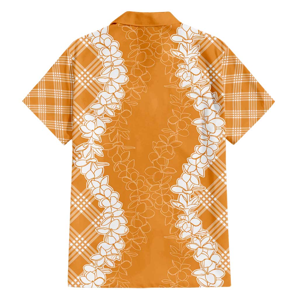 Hawaii Aloha Plumeria Lei Orange Palaka Family Matching Summer Maxi Dress and Hawaiian Shirt - Polynesian Pride