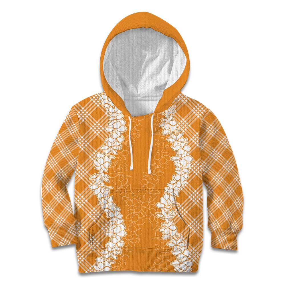 Hawaii Aloha Plumeria Lei Orange Palaka Kid Hoodie - Polynesian Pride