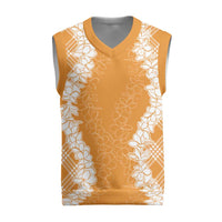 Hawaii Aloha Plumeria Lei Orange Palaka Christmas Knitted V-Neck Vest LT7 Orange - Polynesian Pride