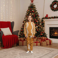 Hawaii Aloha Plumeria Lei Orange Palaka Christmas Pajama Set LT7 Kid Orange - Polynesian Pride