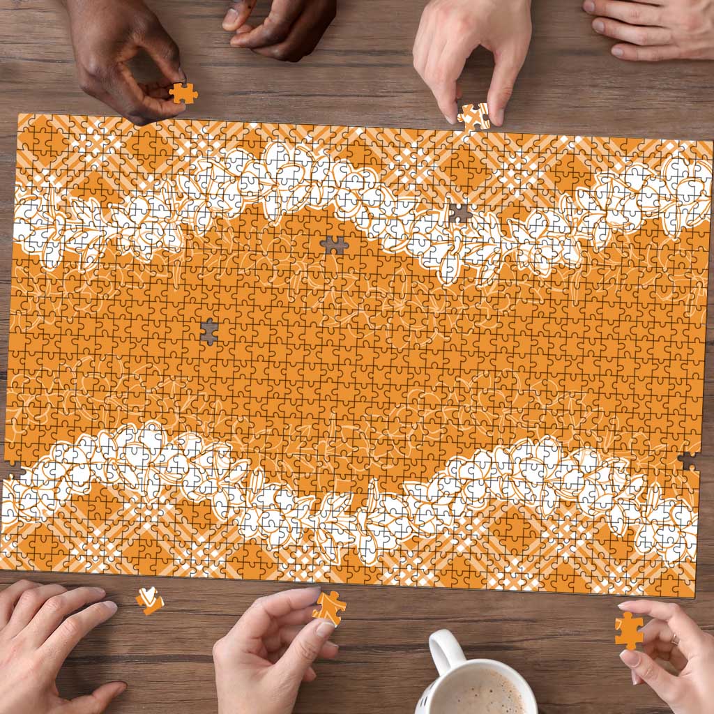 Hawaii Aloha Plumeria Lei Orange Palaka Puzzle - Polynesian Pride