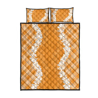 Hawaii Aloha Plumeria Lei Orange Palaka Quilt Bed Set - Polynesian Pride