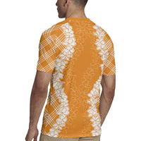 Hawaii Aloha Plumeria Lei Orange Palaka Rugby Jersey - Polynesian Pride