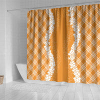 Hawaii Aloha Plumeria Lei Orange Palaka Shower Curtain - Polynesian Pride