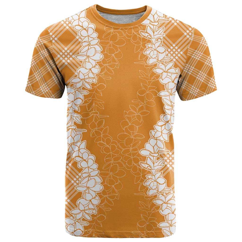 Hawaii Aloha Plumeria Lei Orange Palaka T Shirt - Polynesian Pride