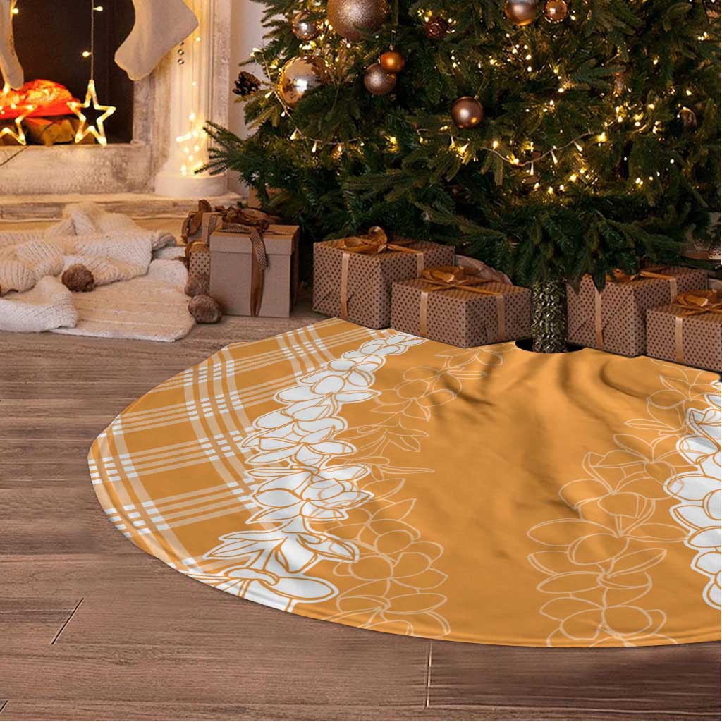 Hawaii Aloha Plumeria Lei Orange Palaka Tree Skirt LT7 - Polynesian Pride