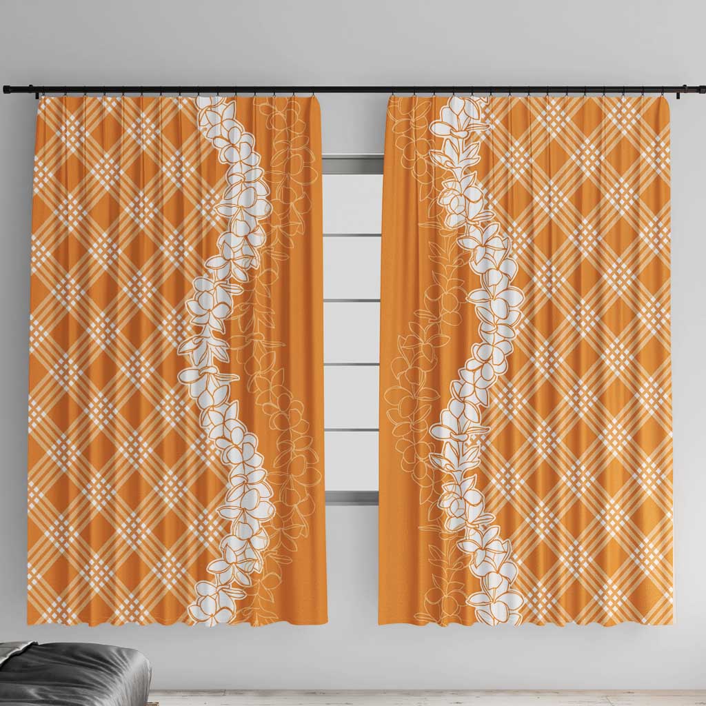 Hawaii Aloha Plumeria Lei Orange Palaka Window Curtain - Polynesian Pride