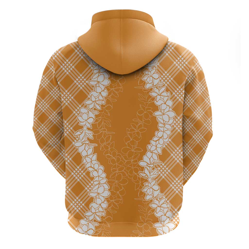 Hawaii Aloha Plumeria Lei Orange Palaka Zip Hoodie - Polynesian Pride