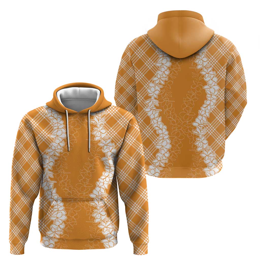 Hawaii Aloha Plumeria Lei Orange Palaka Zip Hoodie - Polynesian Pride
