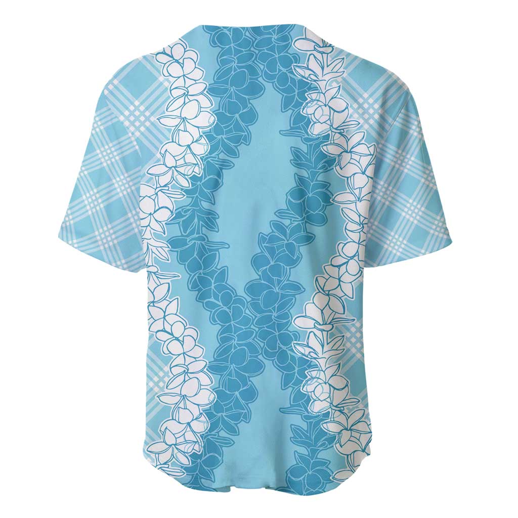 Hawaii Aloha Plumeria Lei Turquoise Palaka Baseball Jersey - Polynesian Pride