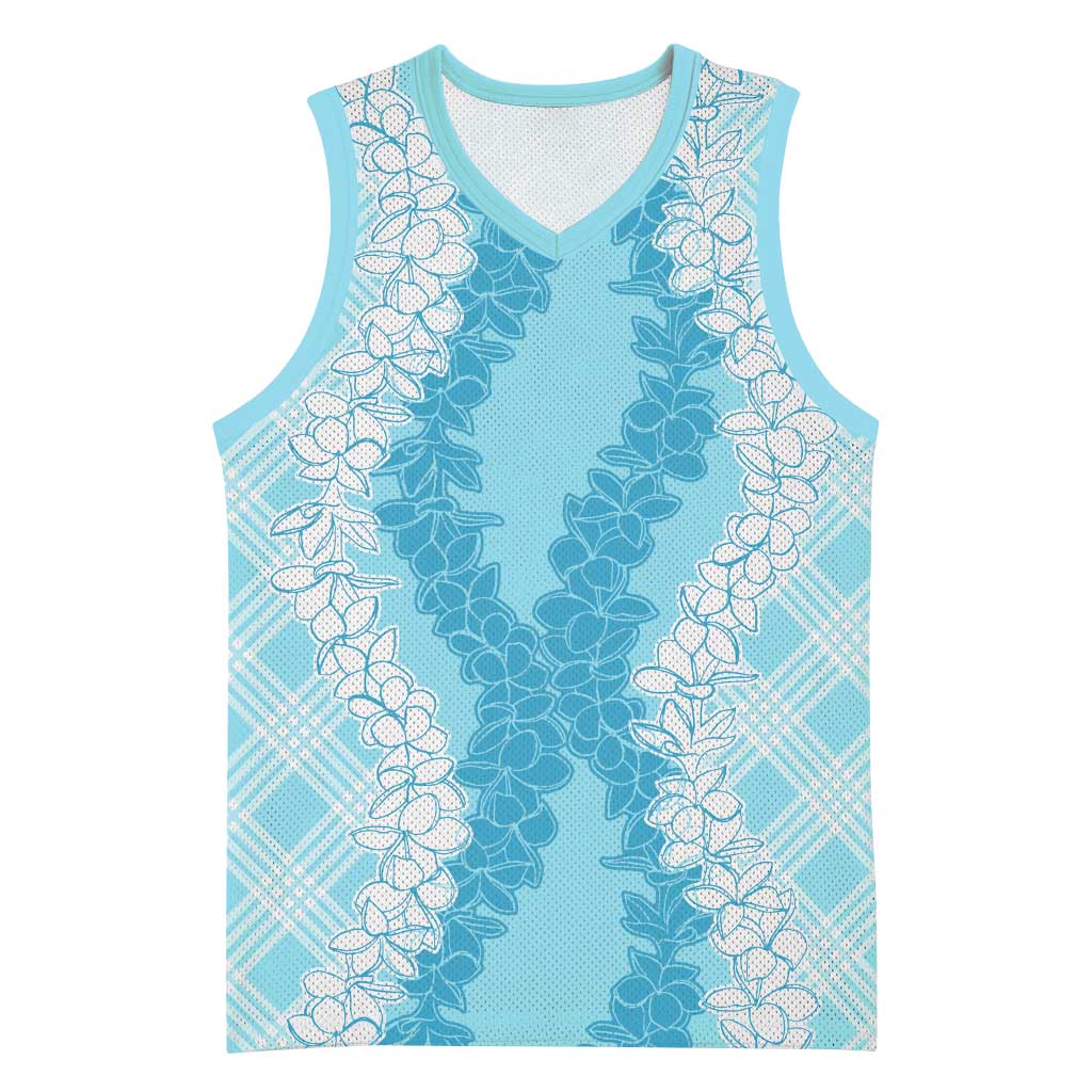 Hawaii Aloha Plumeria Lei Turquoise Palaka Basketball Jersey - Polynesian Pride