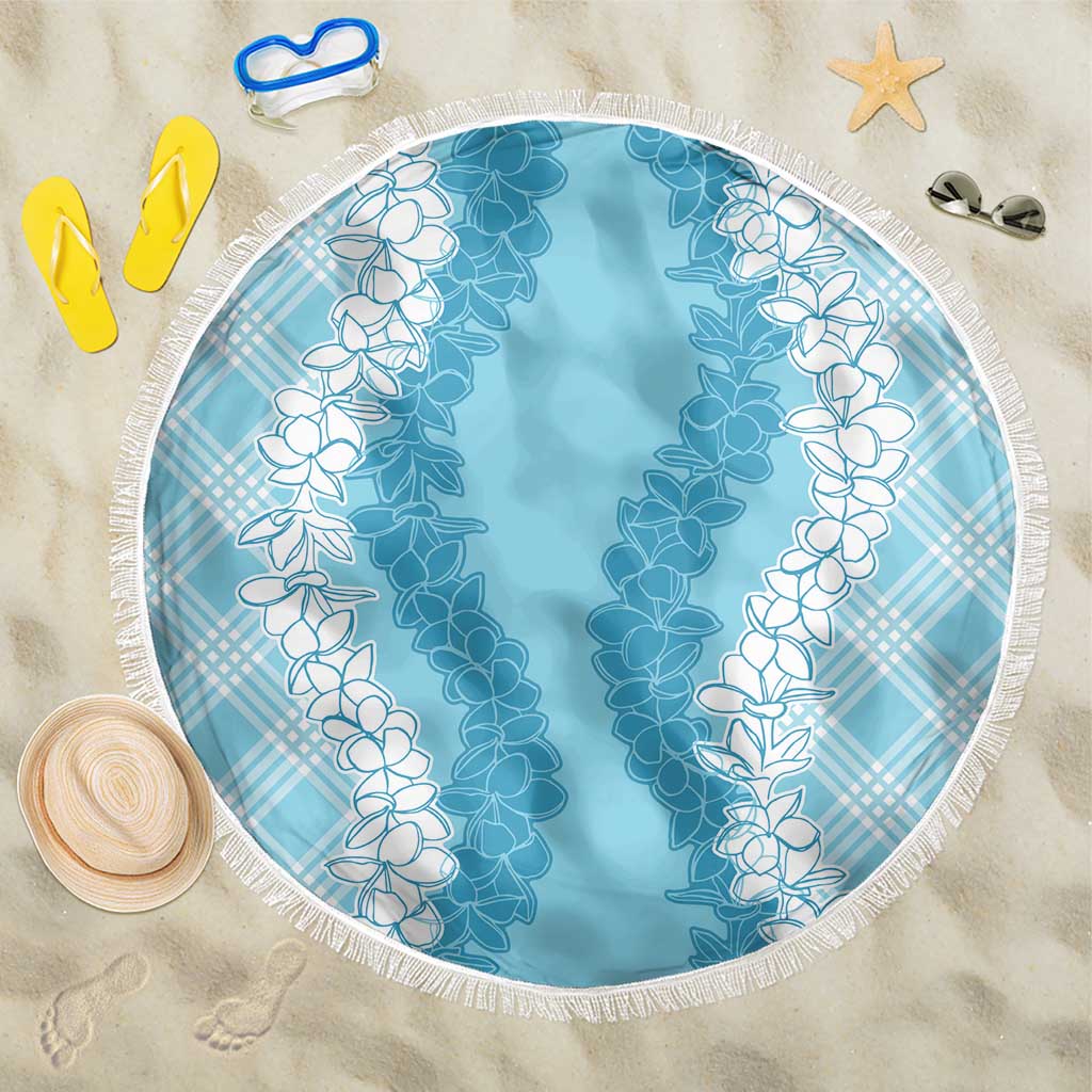 Hawaii Aloha Plumeria Lei Turquoise Palaka Beach Blanket LT7 One Size 150cm Turquoise - Polynesian Pride