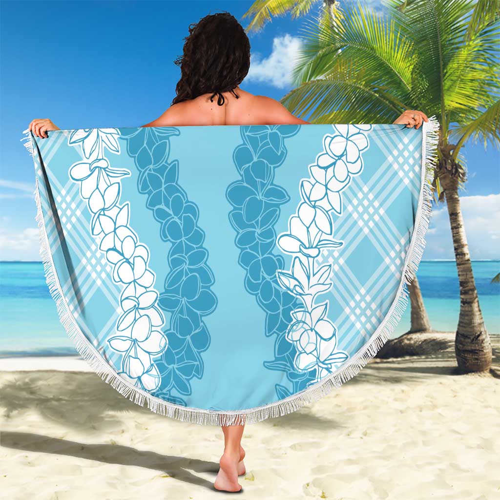 Hawaii Aloha Plumeria Lei Turquoise Palaka Beach Blanket LT7 - Polynesian Pride