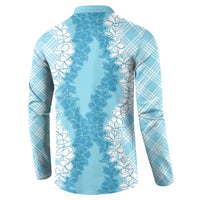 Hawaii Aloha Plumeria Lei Turquoise Palaka Button Sweatshirt - Polynesian Pride