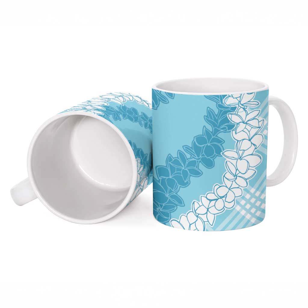 Hawaii Aloha Plumeria Lei Turquoise Palaka Ceramic Mug - Polynesian Pride