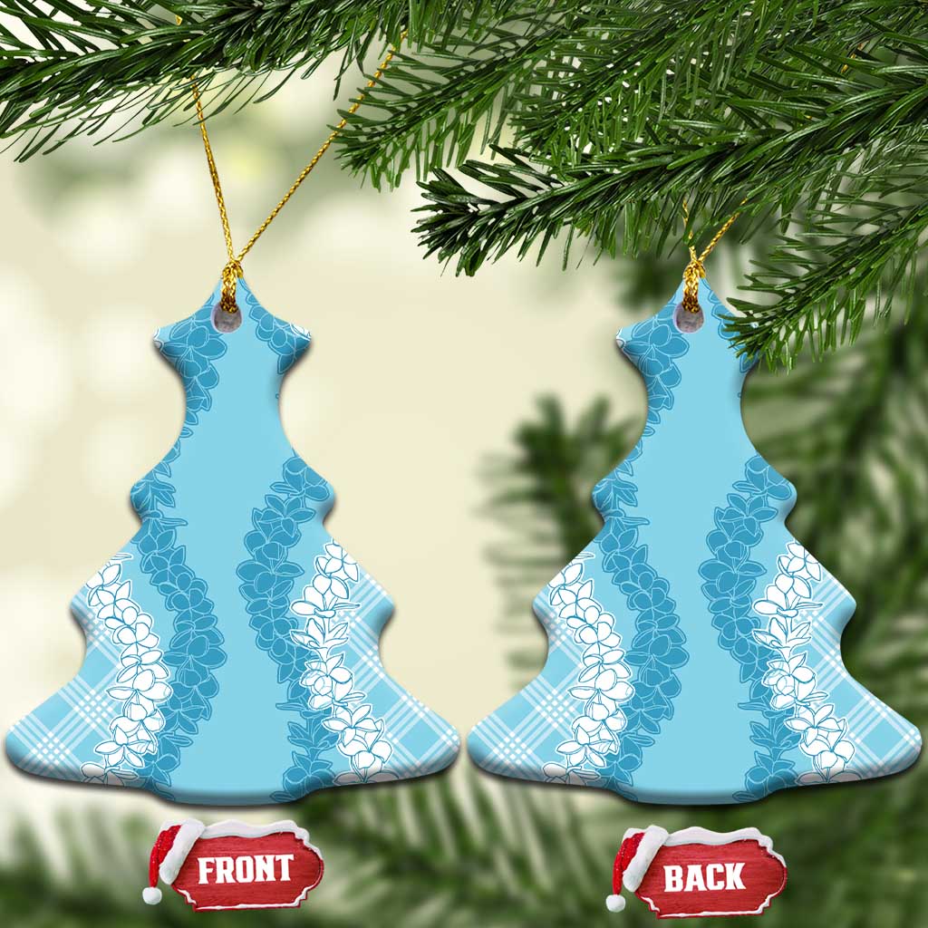 Hawaii Aloha Plumeria Lei Turquoise Palaka Ceramic Ornament - Polynesian Pride
