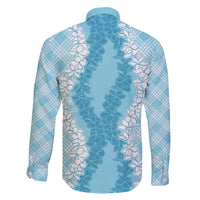 Hawaii Aloha Plumeria Lei Turquoise Palaka Family Matching Long Sleeve Bodycon Dress and Hawaiian Shirt - Polynesian Pride