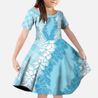 Hawaii Aloha Plumeria Lei Turquoise Palaka Family Matching Mermaid Dress and Hawaiian Shirt - Polynesian Pride