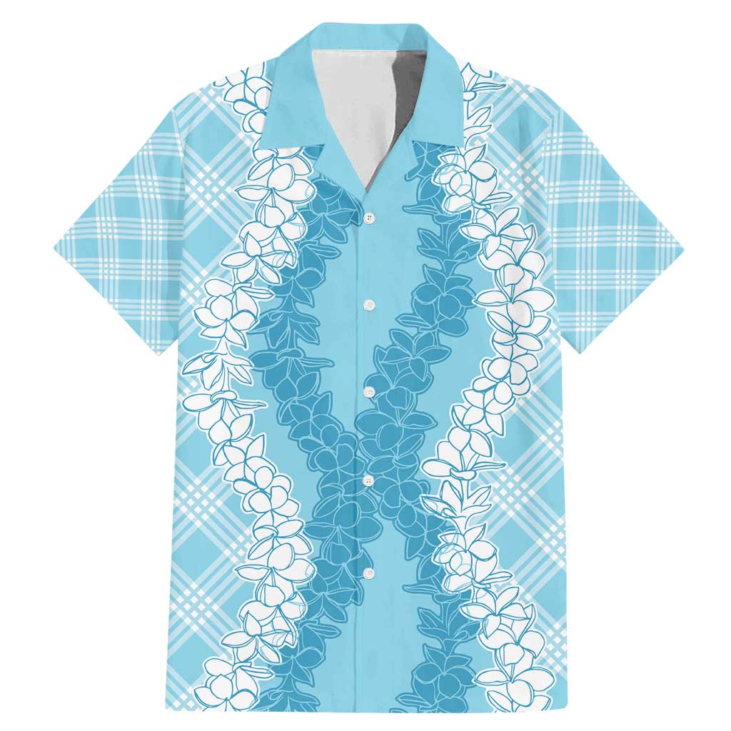 Hawaii Aloha Plumeria Lei Turquoise Palaka Family Matching Mermaid Dress and Hawaiian Shirt - Polynesian Pride