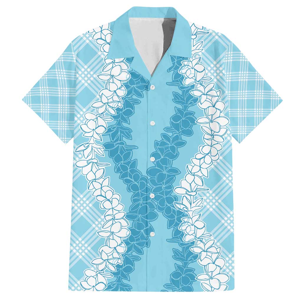 Hawaii Aloha Plumeria Lei Turquoise Palaka Family Matching Off Shoulder Maxi Dress and Hawaiian Shirt - Polynesian Pride