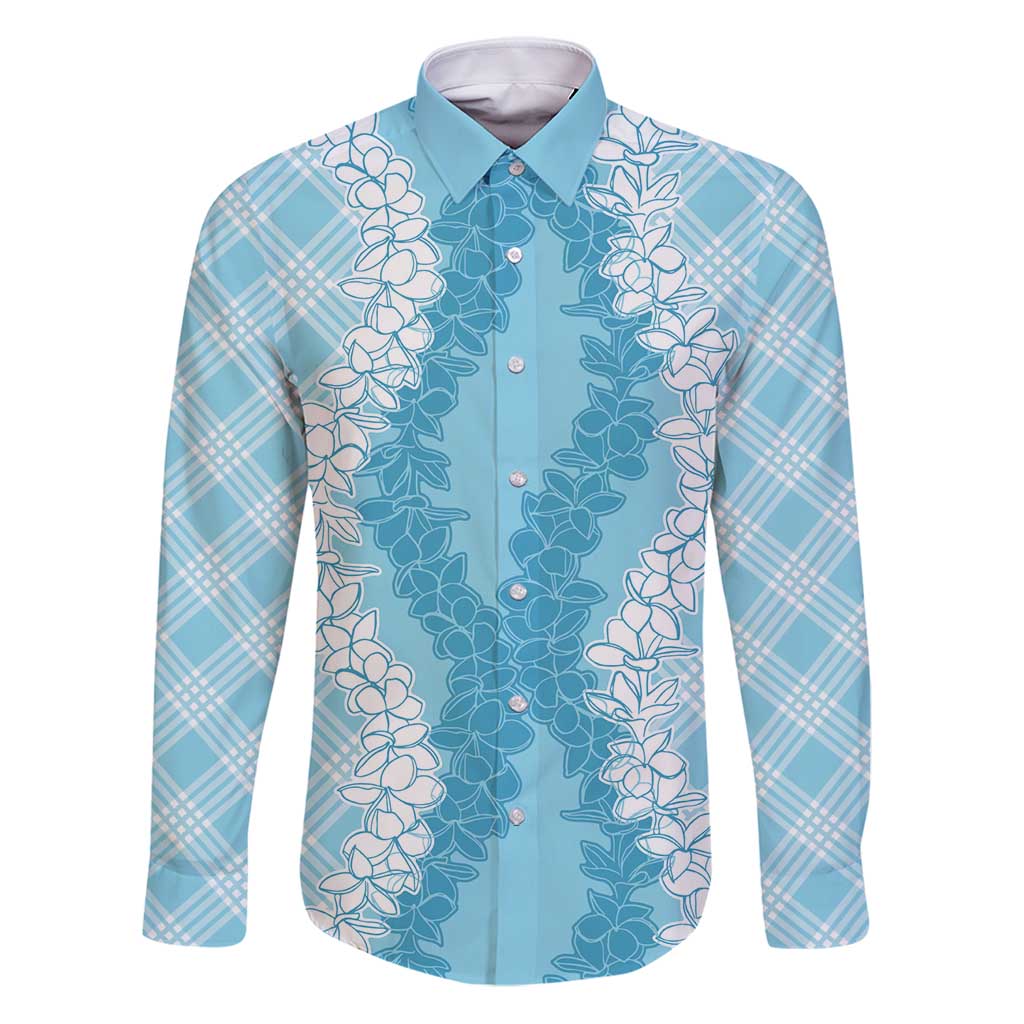 Hawaii Aloha Plumeria Lei Turquoise Palaka Family Matching Puletasi and Hawaiian Shirt - Polynesian Pride