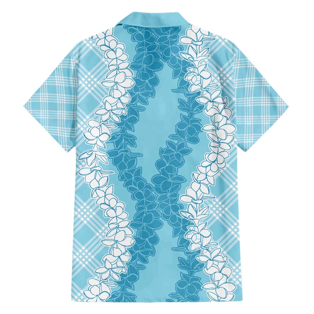 Hawaii Aloha Plumeria Lei Turquoise Palaka Family Matching Short Sleeve Bodycon Dress and Hawaiian Shirt - Polynesian Pride