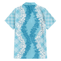Hawaii Aloha Plumeria Lei Turquoise Palaka Family Matching Short Sleeve Bodycon Dress and Hawaiian Shirt - Polynesian Pride