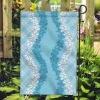 Hawaii Aloha Plumeria Lei Turquoise Palaka Garden Flag - Polynesian Pride