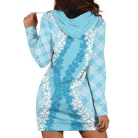 Hawaii Aloha Plumeria Lei Turquoise Palaka Hoodie Dress - Polynesian Pride