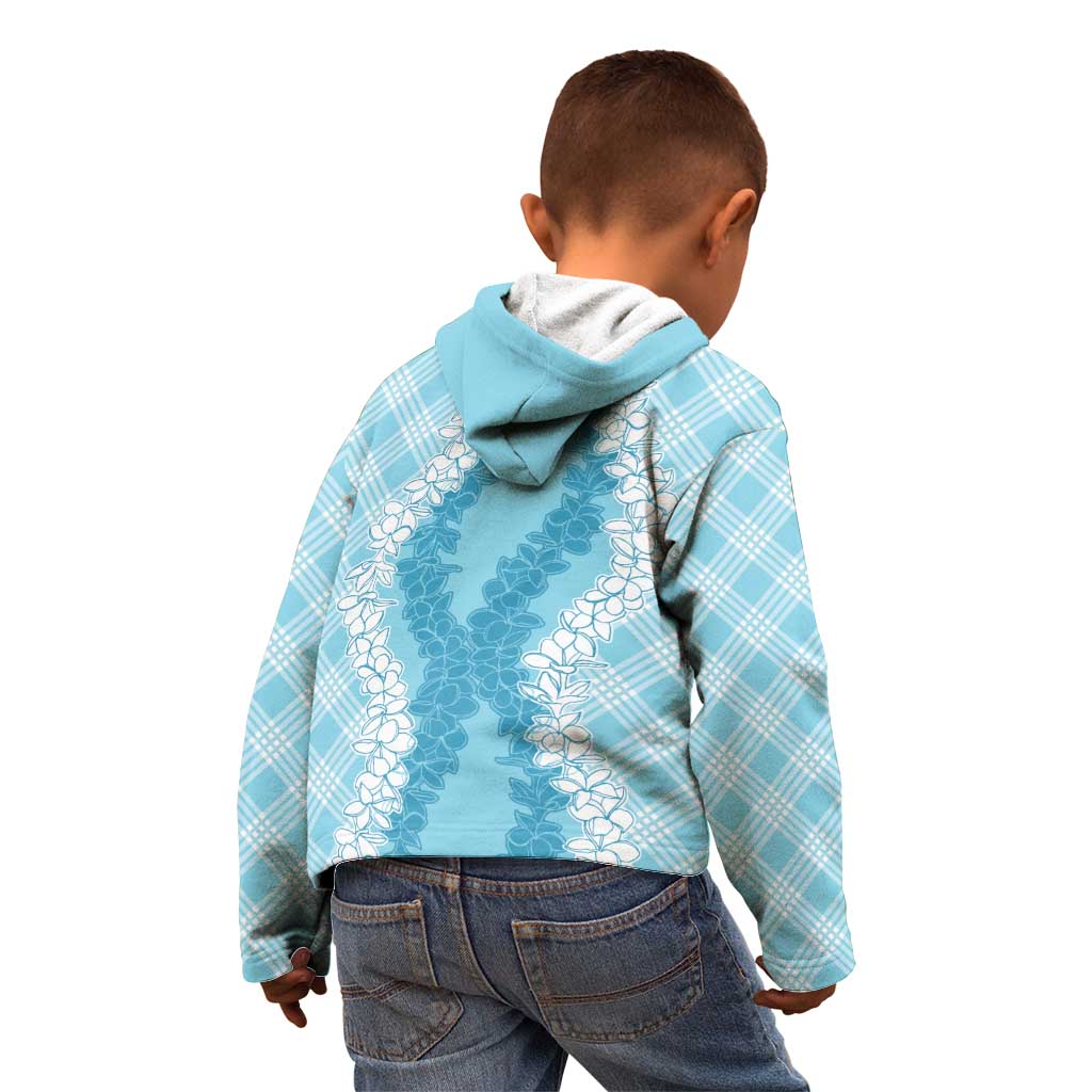 Hawaii Aloha Plumeria Lei Turquoise Palaka Kid Hoodie - Polynesian Pride