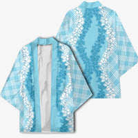 Hawaii Aloha Plumeria Lei Turquoise Palaka Kimono - Polynesian Pride