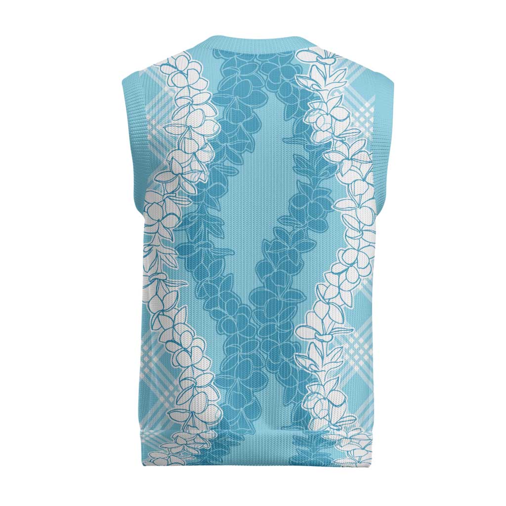 Hawaii Aloha Plumeria Lei Turquoise Palaka Christmas Knitted V-Neck Vest LT7 - Polynesian Pride
