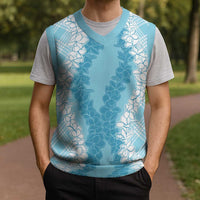 Hawaii Aloha Plumeria Lei Turquoise Palaka Christmas Knitted V-Neck Vest LT7 - Polynesian Pride