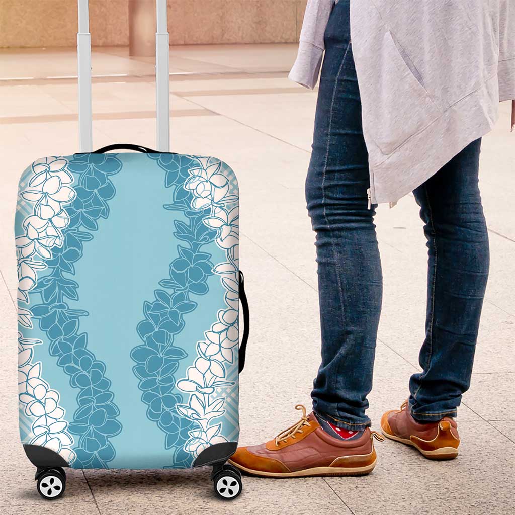 Hawaii Aloha Plumeria Lei Turquoise Palaka Luggage Cover - Polynesian Pride