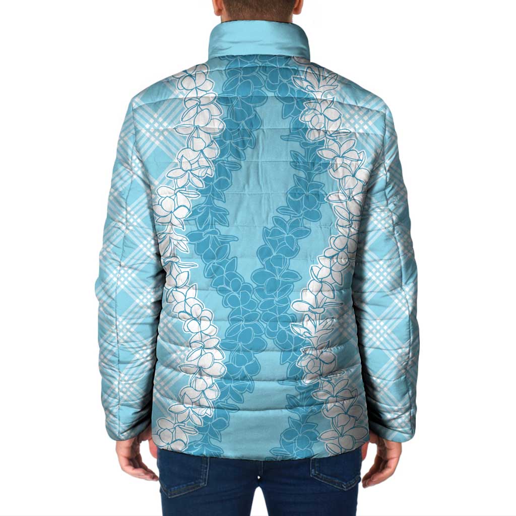 Hawaii Aloha Plumeria Lei Turquoise Palaka Padded Jacket - Polynesian Pride