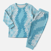 Hawaii Aloha Plumeria Lei Turquoise Palaka Christmas Pajama Set LT7 Men Turquoise - Polynesian Pride